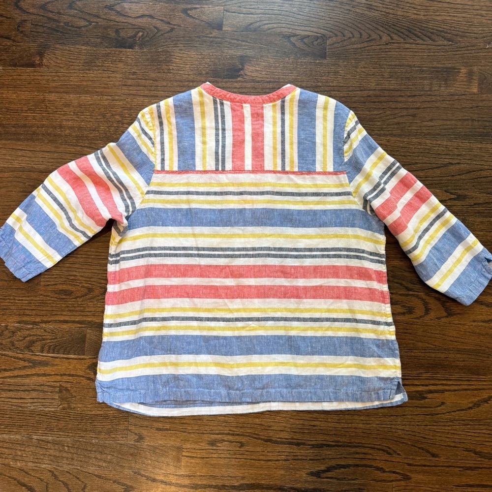 Boden 100% Linen V-Neck Striped Blouse for Spring Summer Beach Vacation Coastal - Picture 7 of 7